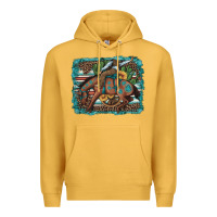 Mustard bucking bronco cowboy rodeo cactus and sunflowers Premium Hoodie - Artiststas