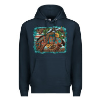 Navy bucking bronco cowboy rodeo cactus and sunflowers Premium Hoodie - Artiststas