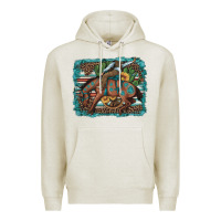 Oatmeal Heather bucking bronco cowboy rodeo cactus and sunflowers Premium Hoodie - Artiststas
