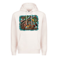 Pale Pink bucking bronco cowboy rodeo cactus and sunflowers Premium Hoodie - Artiststas
