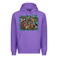 Purple bucking bronco cowboy rodeo cactus and sunflowers Premium Hoodie - Artiststas