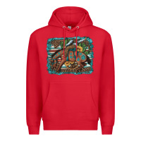 Red bucking bronco cowboy rodeo cactus and sunflowers Premium Hoodie - Artiststas