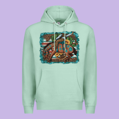 Bucking Bronco Cowboy Rodeo Cactus And Sunflowers Premium Hoodie Designed By Artiststas