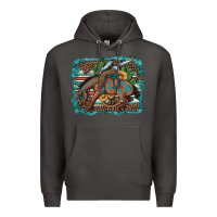 Smoke bucking bronco cowboy rodeo cactus and sunflowers Premium Hoodie - Artiststas
