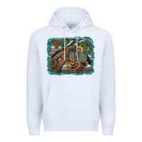 White bucking bronco cowboy rodeo cactus and sunflowers Premium Hoodie - Artiststas