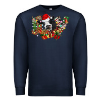 Navy Christmas Joy Cow Premium Sweatshirt - CowhideDigitalArt