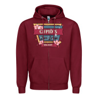 Burgundy cupid's love lodge Zipper Hoodie - MaliasSmallBusiness