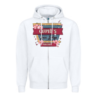 White cupid's love lodge Zipper Hoodie - MaliasSmallBusiness