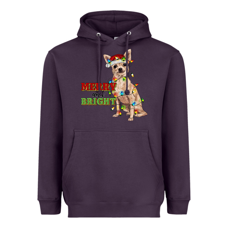 Merry And Bright Chihuahua Heavyweight Hoodie by RanaPortraitStore | Teevron