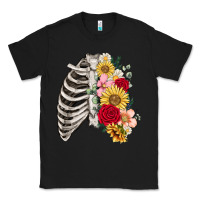 Black floral ribcage Classic Tee - MaliasSmallBusiness