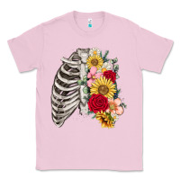 Bubblegum Pink floral ribcage Classic Tee - MaliasSmallBusiness
