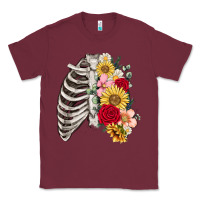 Burgundy floral ribcage Classic Tee - MaliasSmallBusiness