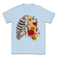 Dusty Blue floral ribcage Classic Tee - MaliasSmallBusiness