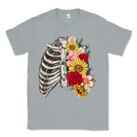 Heather Grey floral ribcage Classic Tee - MaliasSmallBusiness