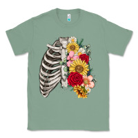 Sage floral ribcage Classic Tee - MaliasSmallBusiness