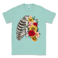 Seafoam floral ribcage Classic Tee - MaliasSmallBusiness