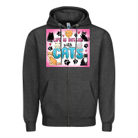 Charcoal Heather life is better with cats Zipper Hoodie - MaliasSmallBusiness