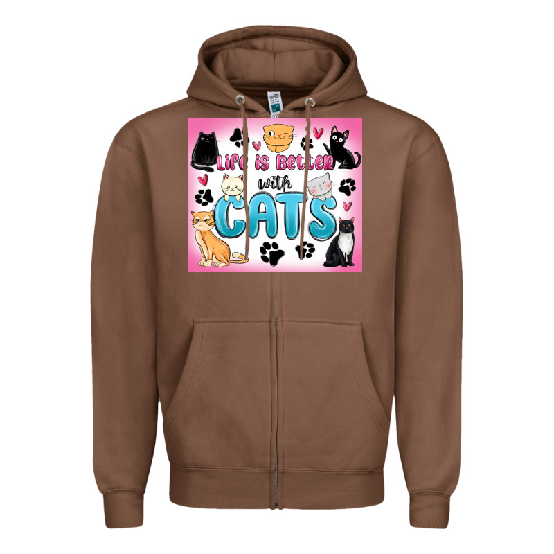 Life Is Better With Cats Zipper Hoodie by MaliasSmallBusiness | Teevron