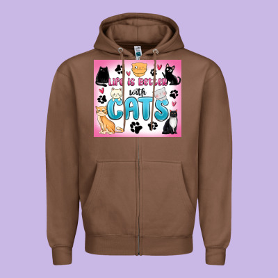 Zipper Hoodie life is better with cats