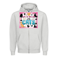 Dove Grey life is better with cats Zipper Hoodie - MaliasSmallBusiness