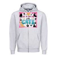Heather Grey life is better with cats Zipper Hoodie - MaliasSmallBusiness