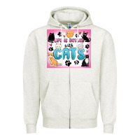 Oatmeal Heather life is better with cats Zipper Hoodie - MaliasSmallBusiness