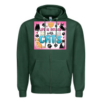 Sports Green life is better with cats Zipper Hoodie - MaliasSmallBusiness