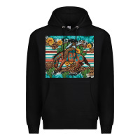 Black bucking bronco cowboy rodeo cactus and sunflowers Premium Hoodie - Artiststas