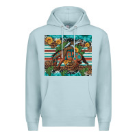 Blue Mist bucking bronco cowboy rodeo cactus and sunflowers Premium Hoodie - Artiststas
