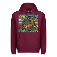 Burgundy bucking bronco cowboy rodeo cactus and sunflowers Premium Hoodie - Artiststas