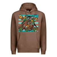 Chestnut bucking bronco cowboy rodeo cactus and sunflowers Premium Hoodie - Artiststas