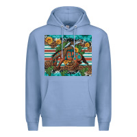 Colony Blue bucking bronco cowboy rodeo cactus and sunflowers Premium Hoodie - Artiststas
