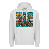 Dove Grey bucking bronco cowboy rodeo cactus and sunflowers Premium Hoodie - Artiststas