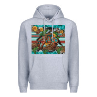 Heather Grey bucking bronco cowboy rodeo cactus and sunflowers Premium Hoodie - Artiststas