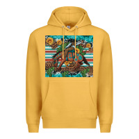 Mustard bucking bronco cowboy rodeo cactus and sunflowers Premium Hoodie - Artiststas