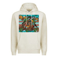 Oatmeal Heather bucking bronco cowboy rodeo cactus and sunflowers Premium Hoodie - Artiststas