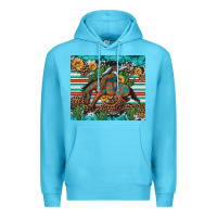 Ocean Blue bucking bronco cowboy rodeo cactus and sunflowers Premium Hoodie - Artiststas