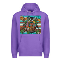 Purple bucking bronco cowboy rodeo cactus and sunflowers Premium Hoodie - Artiststas