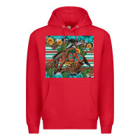 Red bucking bronco cowboy rodeo cactus and sunflowers Premium Hoodie - Artiststas