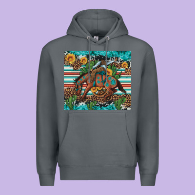 Bucking Bronco Cowboy Rodeo Cactus And Sunflowers Premium Hoodie Designed By Artiststas