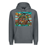 Rock bucking bronco cowboy rodeo cactus and sunflowers Premium Hoodie - Artiststas