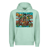 Seafoam bucking bronco cowboy rodeo cactus and sunflowers Premium Hoodie - Artiststas