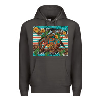 Smoke bucking bronco cowboy rodeo cactus and sunflowers Premium Hoodie - Artiststas