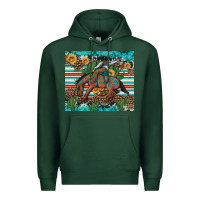 Sports Green bucking bronco cowboy rodeo cactus and sunflowers Premium Hoodie - Artiststas