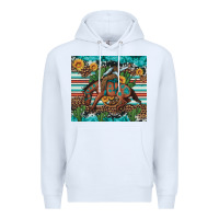 White bucking bronco cowboy rodeo cactus and sunflowers Premium Hoodie - Artiststas