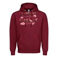 Burgundy my favorite valentine calls me mama Zipper Hoodie - MaliasSmallBusiness