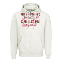 Oatmeal Heather my favorite valentine calls me mama Zipper Hoodie - MaliasSmallBusiness