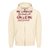 Sandshell my favorite valentine calls me mama Zipper Hoodie - MaliasSmallBusiness