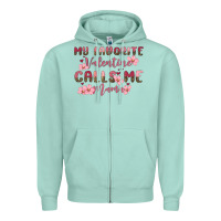 Seafoam my favorite valentine calls me mama Zipper Hoodie - MaliasSmallBusiness