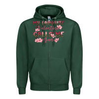 Sports Green my favorite valentine calls me mama Zipper Hoodie - MaliasSmallBusiness